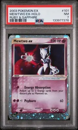 2003 POKEMON EX RUBY & SAPPHIRE #101/109 MEWTWO EX-HOLO PSA 7 - Image 1