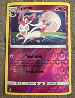 2018 Pokemon Sun & Moon Forbidden Light Sylveon Reverse Holo Rare LP 87/131 - Image 1