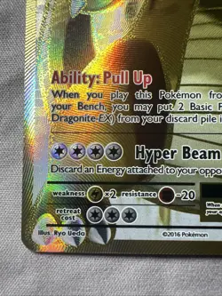 2016 Dragonite EX 106/108 Full Art Golden Holo XY Evolutions Card NM - Image 3
