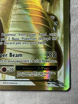 2016 Dragonite EX 106/108 Full Art Golden Holo XY Evolutions Card NM - Image 4