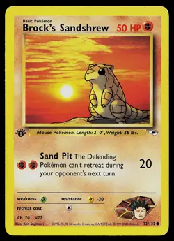 Pokemon Card - Brock's Sandshrew Gym Heroes 72/132 Common 1st Edition - Image 1