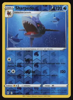 Sharpedo 036/203 Rare Evolving Skies Pokemon Reverse Holo Near Mint - Image 1