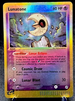 Lunatone 8/100 LP Reverse Holo Rare Cute Starry Night Sandstorn Pokemon Card! - Image 1