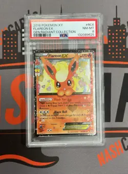 Flareon EX RC6/RC32 Radiant Collection Holo Pokemon 2016 Generations PSA 8 NM-MT - Image 1