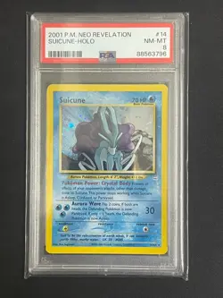 Suicune-Holo 2001 Pokemon Neo Revelation PSA 8 #14 - Image 1