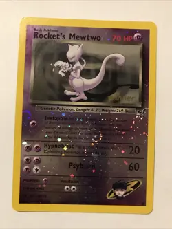 Rocket’s Mewtwo Winner Stamp #8 Best of Game Reverse Holo Pokemon Promo Swirl - Image 1