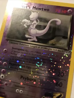 Rocket’s Mewtwo Winner Stamp #8 Best of Game Reverse Holo Pokemon Promo Swirl - Image 2