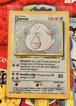 Pokemon TCG Chansey Base Set Holo Rare Card 2#3/130 Unlimited Swirl - Image 1