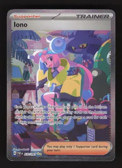 Iono 237/091 Pokemon Paldean Fates Trainer Supporter Holo Full Art Card - Image 1