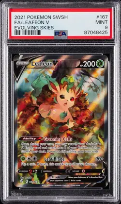 2021 POKEMON SWORD & SHIELD EVOLVING SKIES #167 FULL ART/LEAFEON V PSA 9 - Image 1