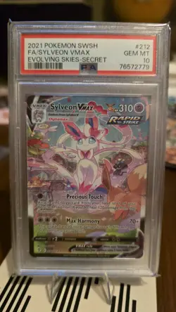 PSA 10 Sylveon VMAX (Alternate Art Secret) 212/203 Evolving Skies Pokemon TCG - Image 1
