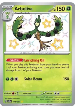 Pokemon Arboliva 104/091 Paldean Fates Shiny Ultra Rare Holo NM - Image 1