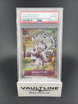 2024 ONE PIECE OFFLINE REGIONALS PACK 2024 VOL.2 #041 MONKEY D. LUFFY PSA 10 - Image 1