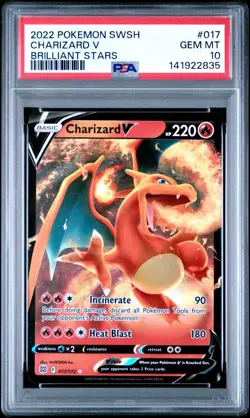 PSA 10 Charizard V 017/172 Brilliant Stars Pokemon Card 2022 Full Art GEM MINT - Image 1