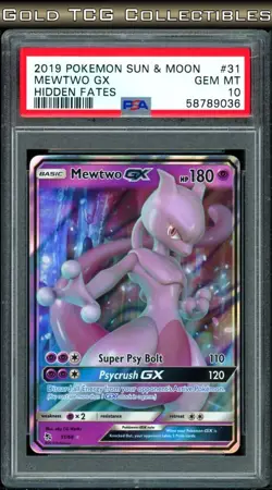 PSA 10 ⭐ Pokemon Mewtwo GX 31 Hidden Fates Sun Moon 2019 Graded Card - Image 1