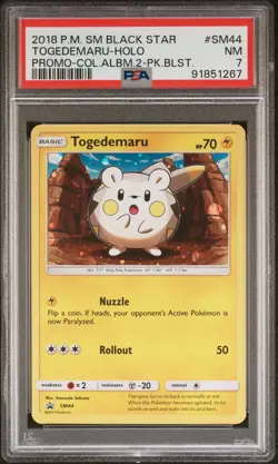 2017 POKEMON SM BLACK STAR PROMO #SM44 TOGEDEMARU-HOLO PSA 7 - Image 1