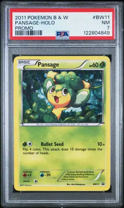 2011 POKEMON B&W PROMO #BW11 PANSAGE-HOLO PSA 7 - Image 1
