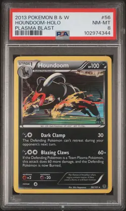 2013 POKEMON B&W PLASMA BLAST #56 HOUNDOOM-HOLO PSA 8 - Image 1