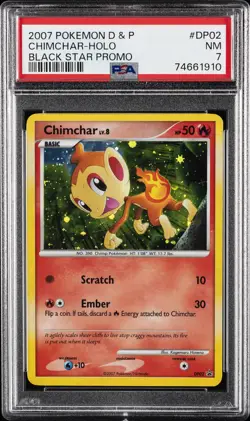 2007 POKEMON DIAMOND & PEARL BLACK STAR PROMO #DP02 CHIMCHAR-HOLO PSA 7 - Image 1