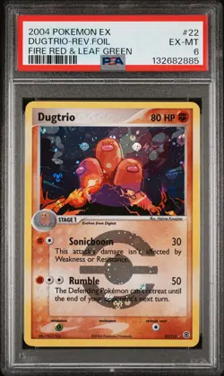 2004 POKEMON EX FIRE RED & LEAF GREEN #22 DUGTRIO-REVERSE FOIL PSA 6 - Image 1