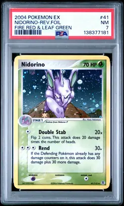 2004 POKEMON EX FIRE RED & LEAF GREEN #41 NIDORINO-REVERSE FOIL PSA 7 - Image 1