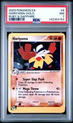 2003 POKEMON EX RUBY & SAPPHIRE #8 HARIYAMA-HOLO PSA 7 - Image 1