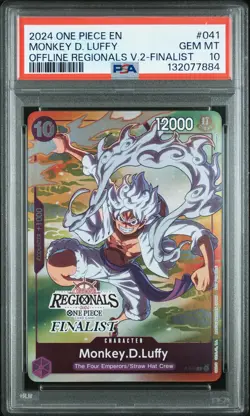 2024 ONE PIECE OFFLINE REGIONALS PACK 2024 VOL.2 FINALIST MONKEY D. LUFFY PSA 10 - Image 1