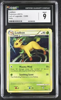 CGC 9 MINT Leafeon 2011 Call of Legends 13/95 Holo Pokemon Card - Image 1