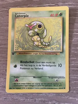 Caterpie 45/102 1st Edition Base Set NM DUTCH Pokemon Free Ship - Image 1