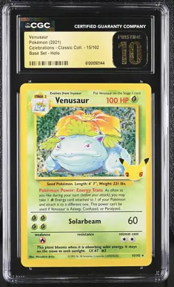 VENUSAUR Celebrations Base Set Holo #15 CGC Pristine 10 Pokemon - Image 1