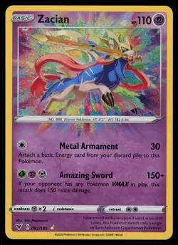 Zacian 082/185 - Pokemon Vivid Voltage - Amazing Rare (NM) - Image 1
