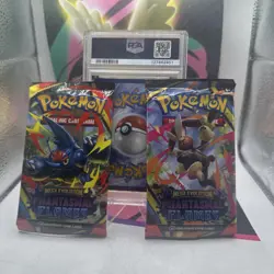 2025 POKEMON SVP EN EEVEE PRISMATIC EVOLUTION ETB PSA 9 With Two Packs MEG PHAN - Image 4