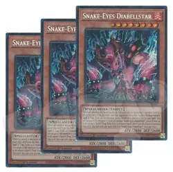 Yugioh Snake-Eyes Diabellstar x 3 1st Edition Prismatic Secret Rare NM Free Holo - Image 1