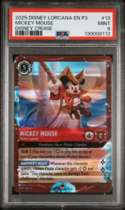 2025 Disney Lorcana En P3-Promo #13 Mickey Mouse Disney Cruise PSA 9 - Image 1