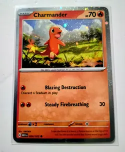 Pokemon TCG Charmander 004/165 Cosmos Reverse Holo Swirly Card - Image 1
