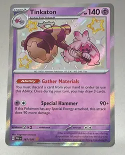 POKEMON TCG TINKATON 167/091 PALDEAN FATES RARE HOLO MINT PACK FRESH - Image 1