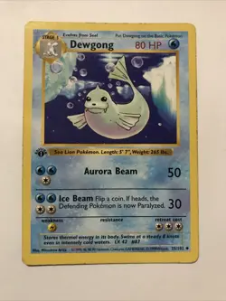 Pokemon TCG Dewgong 1st Edition Base Set 25/102 Regular Uncommon Shadowless - Image 1