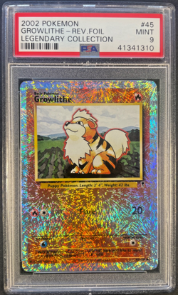Pokemon Growlithe Legendary Collection Reverse Holo Rare 45/110 PSA Mint 9 - Image 1