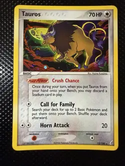 Pokemon TCG Tauros EX Crystal Guardians Holo Rare 12/100 2006 70 HP - Image 1