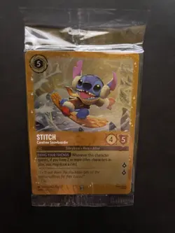 Disney Lorcana Stitch Carefree Snowboarder Glimmer Foil Winterspell Promo - Image 1