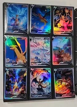 Lot of 9 Custom holo fanart mixed V Pokemon Trading Card Sleeved & Top Loaded!! - Image 1