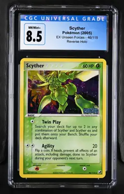 2005 POKEMON EX UNSEEN FORCES #46 SCYTHER-REV.FOIL UNSEEN FORCES CGC 8.5 - Image 1