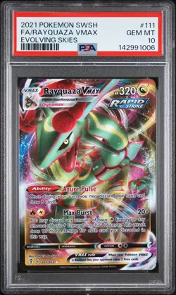 2021 POKEMON SWORD & SHIELD EVOLVING SKIES #111 FULL ART/RAYQUAZA VMAX PSA 10 - Image 1