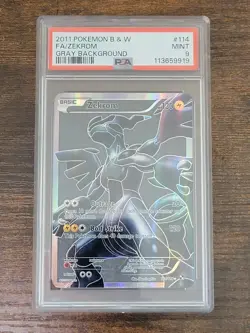 2011 POKEMON B&W GRAY BACKGROUND #114 FULL ART/ZEKROM PSA 9 - Image 1