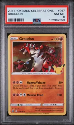 2021 POKEMON CELEBRATIONS GROUDON 017/025 PSA 8 - Image 1