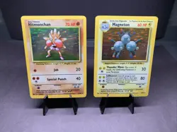 Pokemon TCG Base Set Lot of 2 Card Holo Rare Hitmonchan & Magneton 1999 VTG WOTC - Image 1