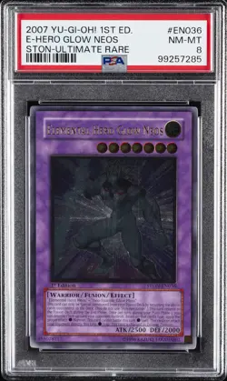 2007 YU-GI-OH! STON-STRIKE OF NEOS #EN036 ELEMENTAL HERO GLOW NEOS PSA 8 - Image 1
