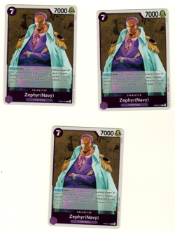 Set Of 3 Zephyr(Navy) OP06-074 R Foil Wings Of The Captain One Piece Trading - Image 1