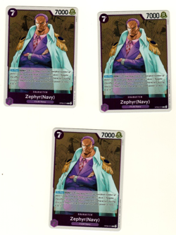 Set Of 3 Zephyr(Navy) OP06-074 R Foil Wings Of The Captain One Piece Trading - Image 3