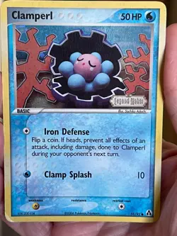 POKEMON CLAMPERL 51/92 COMMON COSMOS HOLOFOIL LEGEND MAKER STAMPED HP CARD - Image 1